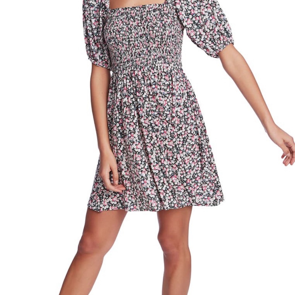I. STATE Floral smocked dress